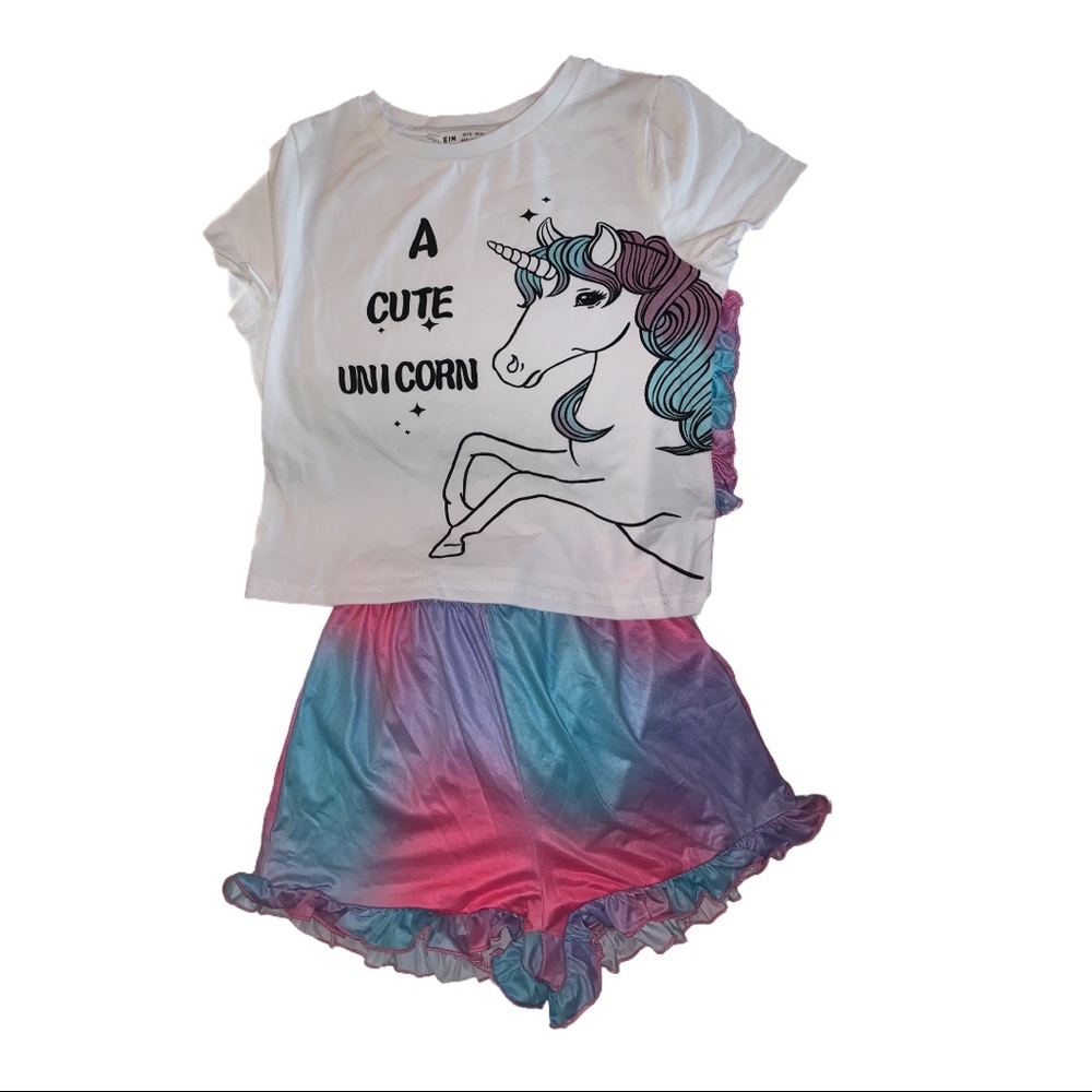 Girls Unicorn Tee & Tie Dye Short Set